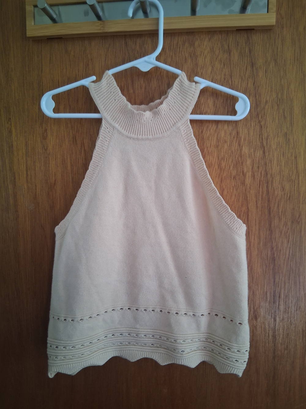 Source Unknown Scalloped Halter Tank - Cream